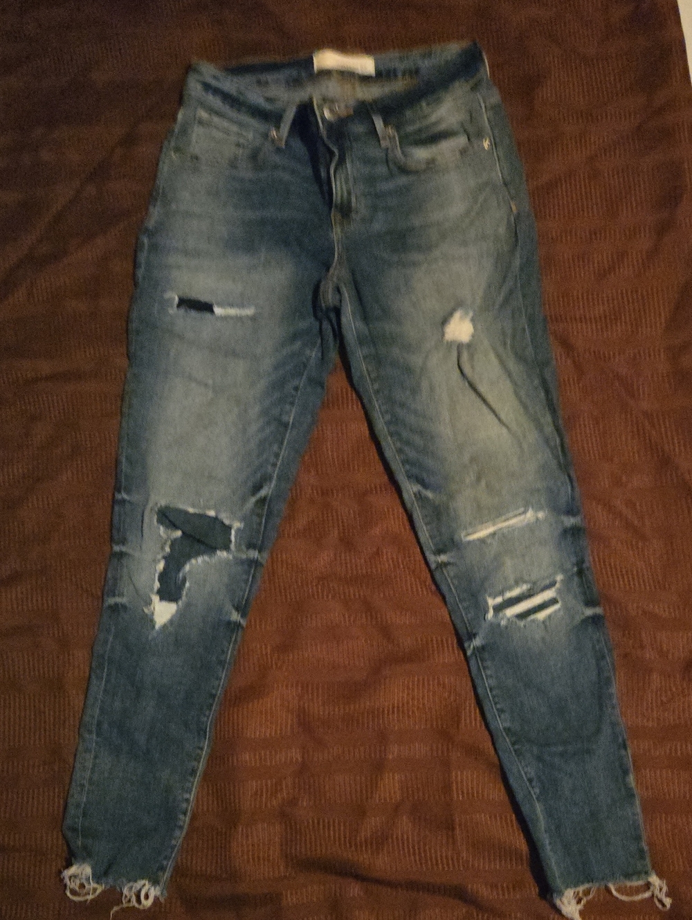 Maurices Distressed Dark Blue Skinny Jeans